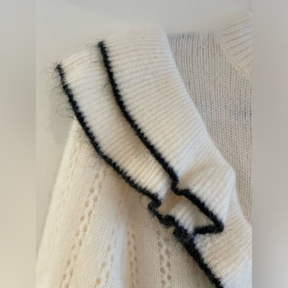 Sézane white sweater w/black ruffle trim, size XS - Picture 3 of 7